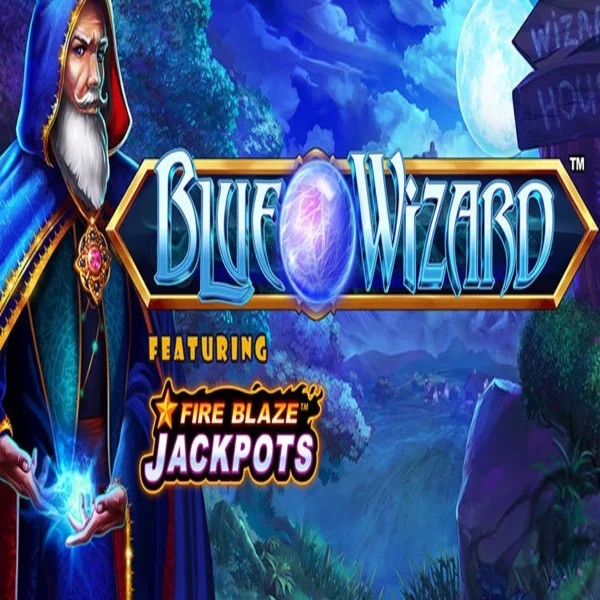 Slots logo of Blue Wizard Fire Blaze Jackpots from Rarestone Gaming at SkyHills Casino