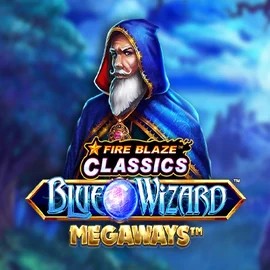Fire Blaze Blue Wizard Megaways slot visual from Rarestone Gaming available on skyhills-casino.eu.com